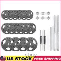 100LB Cast Iron Weight Plate Set Adjustable Barbell Dumbbell Home Gym Equipment