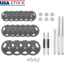 100LB Cast Iron Weight Plate Set Barbell Dumbbell Home Gym Equipment Fitness New