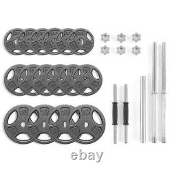 100LB Cast Iron Weight Plate Set Barbell Dumbbell Home Gym Equipment Fitness New