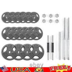 100LB Cast Iron Weight Plate Set Barbell Dumbbell Home Gym Workout Strength New