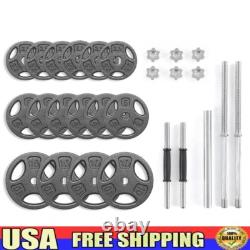 100LB Cast Iron Weight Plate Set Dumbbell Barbell Home Gym Strength Training