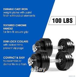 100lb Combined Yes4ALL Adjustable Dumbbell Weights Set with Dumbbell Connector