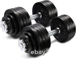105 lbs Adjustable Dumbbell Weight Set, Cast Iron Dumbbell, Pair Black