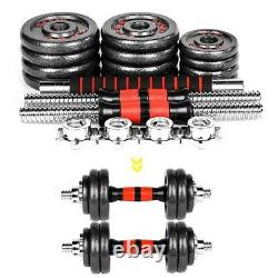 (110LB /66LB) Adjustable Weight Cast Iron Dumbbell Barbell Kit Home Workout Tool