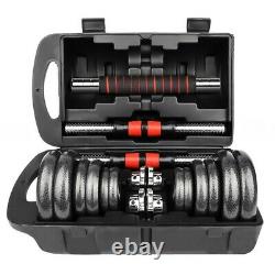 (110LB /66LB) Adjustable Weight Cast Iron Dumbbell Barbell Kit Home Workout Tool