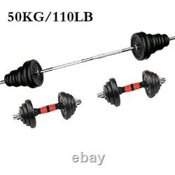 (110/66 LBS) Adjustable Weight Cast Iron Dumbbell Barbell Set Home Workout Gym