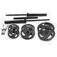 110 Lb Cap Cast Iron Barbell Olympic Weight Set With 7 Ft Bar Standard Gym