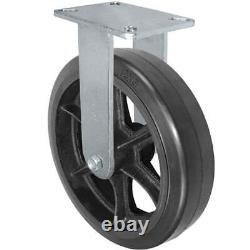 12 Rigid Caster Rubber Tread Wheel Cast Iron Core 1,300 lbs Capacity