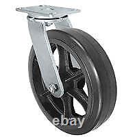 12 Swivel Caster Rubber Tread Wheel Cast Iron Core 1,300 lbs Capacity