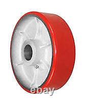 12 x 3 Red Polyurethane on Silver Cast Iron Core 3,200 lbs Capacity