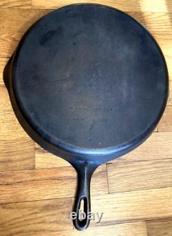 14 Cast Iron Skillet Double Pour Spout Cleaned Re-Seasoned On Inside USA Made