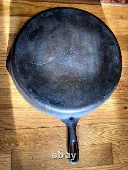 14 Cast Iron Skillet Double Pour Spout Cleaned Re-Seasoned On Inside USA Made