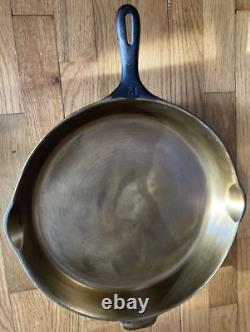 14 Cast Iron Skillet Double Pour Spout Cleaned Re-Seasoned On Inside USA Made