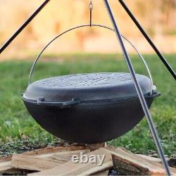15 L Cast Iron Cauldron Camping Kazan with Lid Frying Pan for Cooking