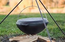 15 L Cast Iron Cauldron Camping Kazan with Lid Frying Pan for Outdoor Cooking