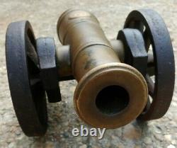+15lbs! Vintage Brass Cast Iron Black Powder Signal Cannon Heavy 7/8 Bore