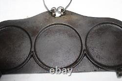 1889 Mrs. Shaeffer's Cast Iron Flip Flop Three Pancake Cake Griddle Canton, OH