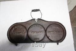 1889 Mrs. Shaeffer's Cast Iron Flip Flop Three Pancake Cake Griddle Canton, OH