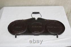 1889 Mrs. Shaeffer's Cast Iron Flip Flop Three Pancake Cake Griddle Canton, OH