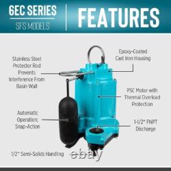 1/3 HP Heavy Duty Cast Iron Automatic Submersible Sump Pump Wastewater Removal