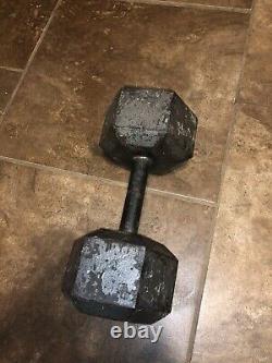 (1) 50 lb Cast Iron Dumbbell HEX Weight 50lb Price Is For 1 Dumbbell
