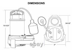 1 HP Professional Cast Iron Stainless Steel Float Switch Sump Effluent Pump