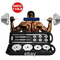 1 Pair Adjustable Dumbbells Barbell Set Gym Strength Weight Cast Iron 66/110 lbs