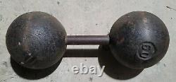 1 RARE Vintage Iron Globe Dumbbell 60 lbs