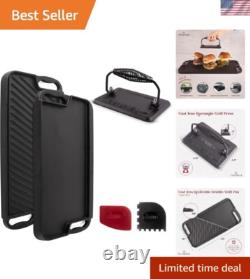 20 x 10 Pre-Seasoned Dual Handle Cast Iron Grill and Skillet with Drip Trays