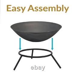 22 in Raised Cast Iron Fire Pit Bowl with Stand by Sunnydaze