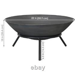 22 in Raised Cast Iron Fire Pit Bowl with Stand by Sunnydaze