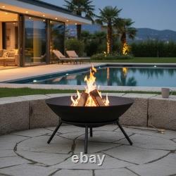 22 in Raised Cast Iron Fire Pit Bowl with Stand by Sunnydaze