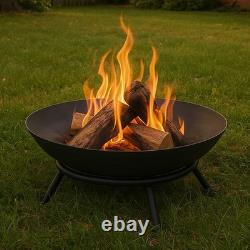 22 in Raised Cast Iron Fire Pit Bowl with Stand by Sunnydaze