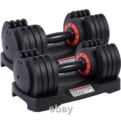 2Pcs Adjustable Dumbbells Set Pairs 50lbs Weights of Exercises Home Gym Workout