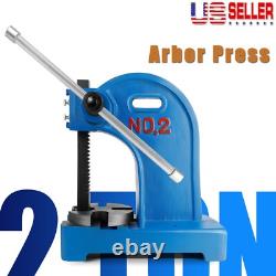 2T Heavy Duty Cast Iron Desktop Punch Press Machine Benchtop Arbor Press, Blue