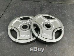 (2) 35 lb Olympic Weight Plates. PAIR OF FITNESS GEAR 35 LB OLYMPIC GRIP PLATES