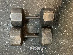 (2) 50 Lb Vintage YORK Roundhead Dumbbells Great Condition/ Straight Handles