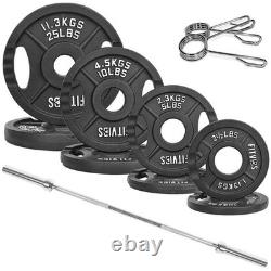 2 Cast Iron Olympic Standard Weight Plates Set 5FT Standard Barbell with Locks