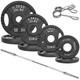 2 Cast Iron Olympic Standard Weight Plates Set 5ft Standard Barbell With Locks