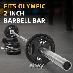 2 Cast Iron Olympic Standard Weight Plates Set 5FT Standard Barbell with Locks
