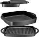 2-in-1 Square Pre-seasoned Cast Iron Dutch Oven With Handles, Black Cast Iron Sk