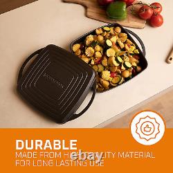 2-In-1 Square Pre-Seasoned Cast Iron Dutch Oven with Handles, Black Cast Iron Sk