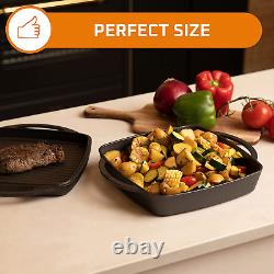 2-In-1 Square Pre-Seasoned Cast Iron Dutch Oven with Handles, Black Cast Iron Sk