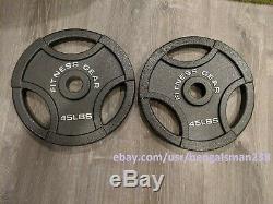 (2) NEW Fitness Gear 45 lb Olympic 2 Grip Weight Plates 90 lbs. Pounds Total