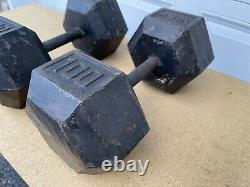2 Rare Vintage York Hex Head 100 lbs Dumbbells Total Weight 200 Pounds