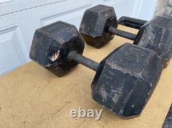 2 Rare Vintage York Hex Head 100 lbs Dumbbells Total Weight 200 Pounds