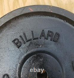 2 Vintage Billard 50 Lb Cast Iron Barbell Weight Plates Standard 1 Deep Grip