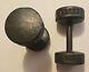 2 Vintage Rare Blue York 25lb Dumbell Weights Cast Iron Round Head Pre Usa 50lbs
