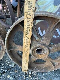 2 Vtg Matching Industrial Cart Steampunk Cast Iron 13.5 28 Lbs Each Wheels Hit