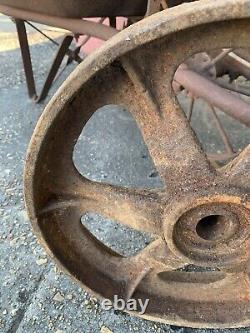 2 Vtg Matching Industrial Cart Steampunk Cast Iron 13.5 28 Lbs Each Wheels Hit